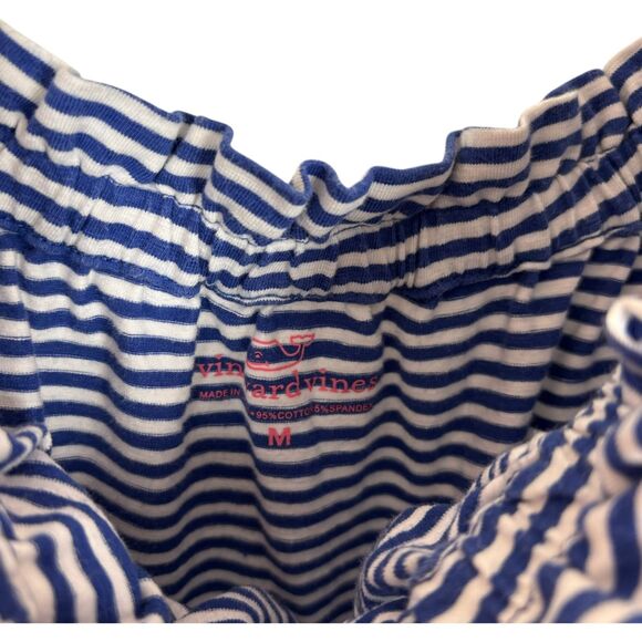 Vineyard Vines Blue Striped Short Sleeve Off The Shoulder Dress Women’s Medium - Picture 2 of 3